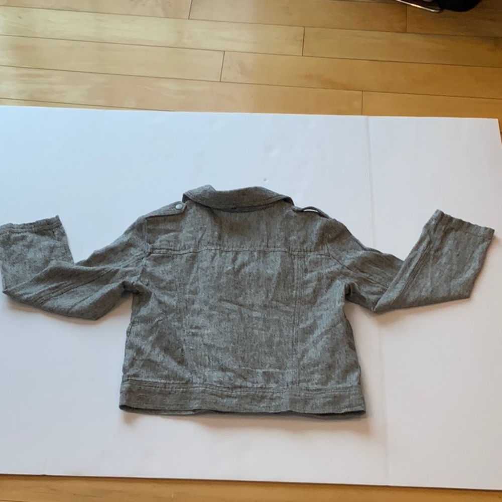 Loft Outlet Linen Blend Moto Jacket Light Gray/ Charcoal Marl Size Small - Picture 2 of 14